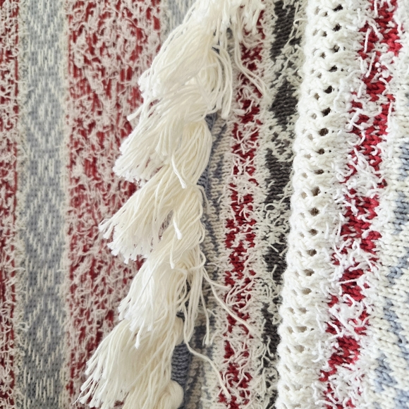 CAbi Siesta Multicolor Fringe Boho Western Poncho Open Front Cardigan Med/Large - Picture 7 of 12